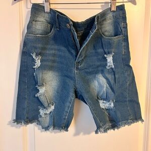 Distressed Denim Shorts